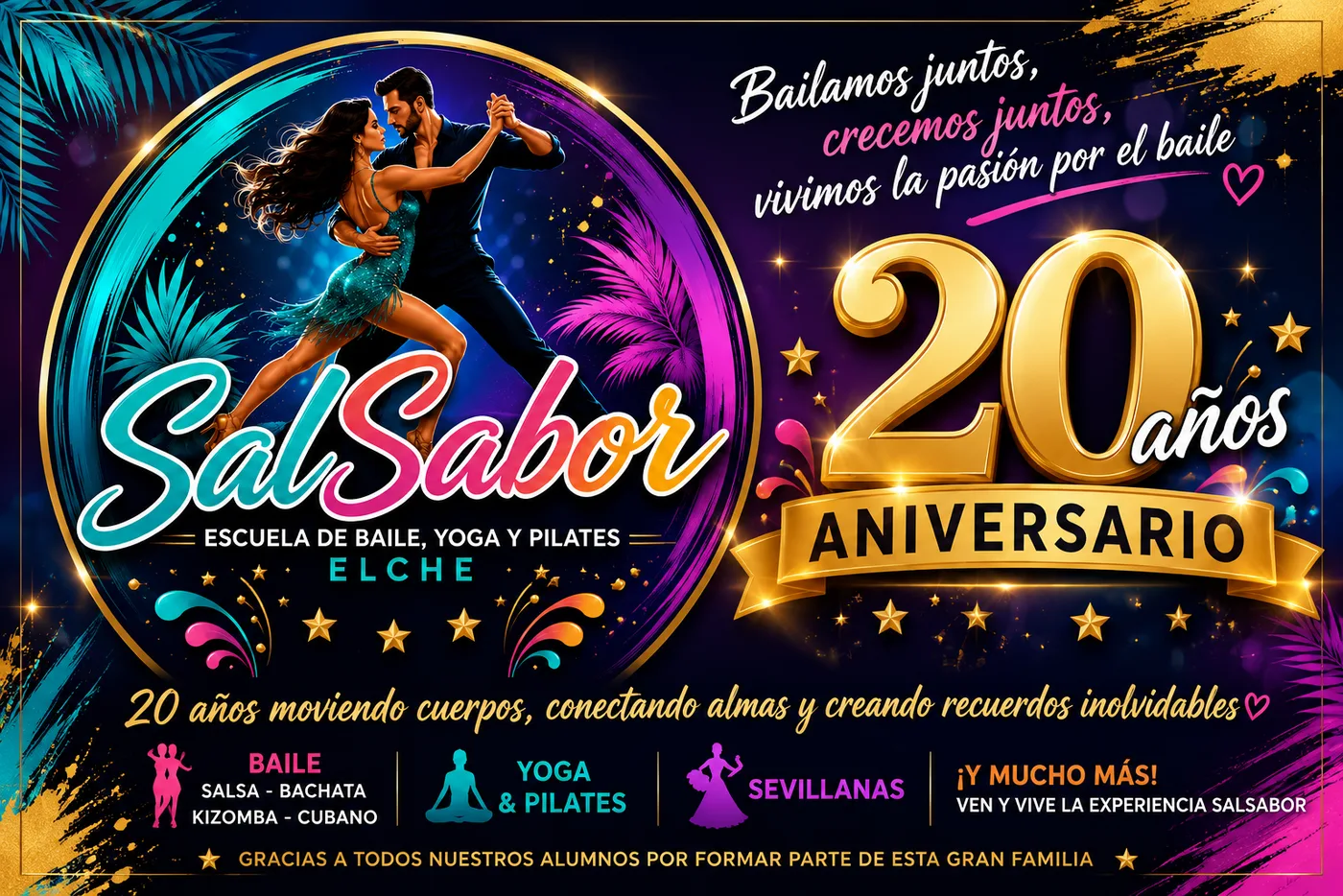 Cartel de celebración del 20 aniversario de Salsabor
