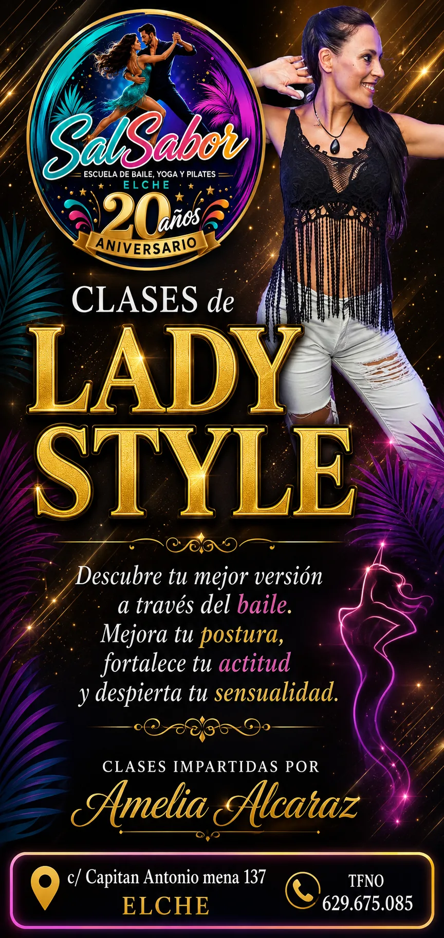 Cartel de las clases de Lady Style en Salsabor