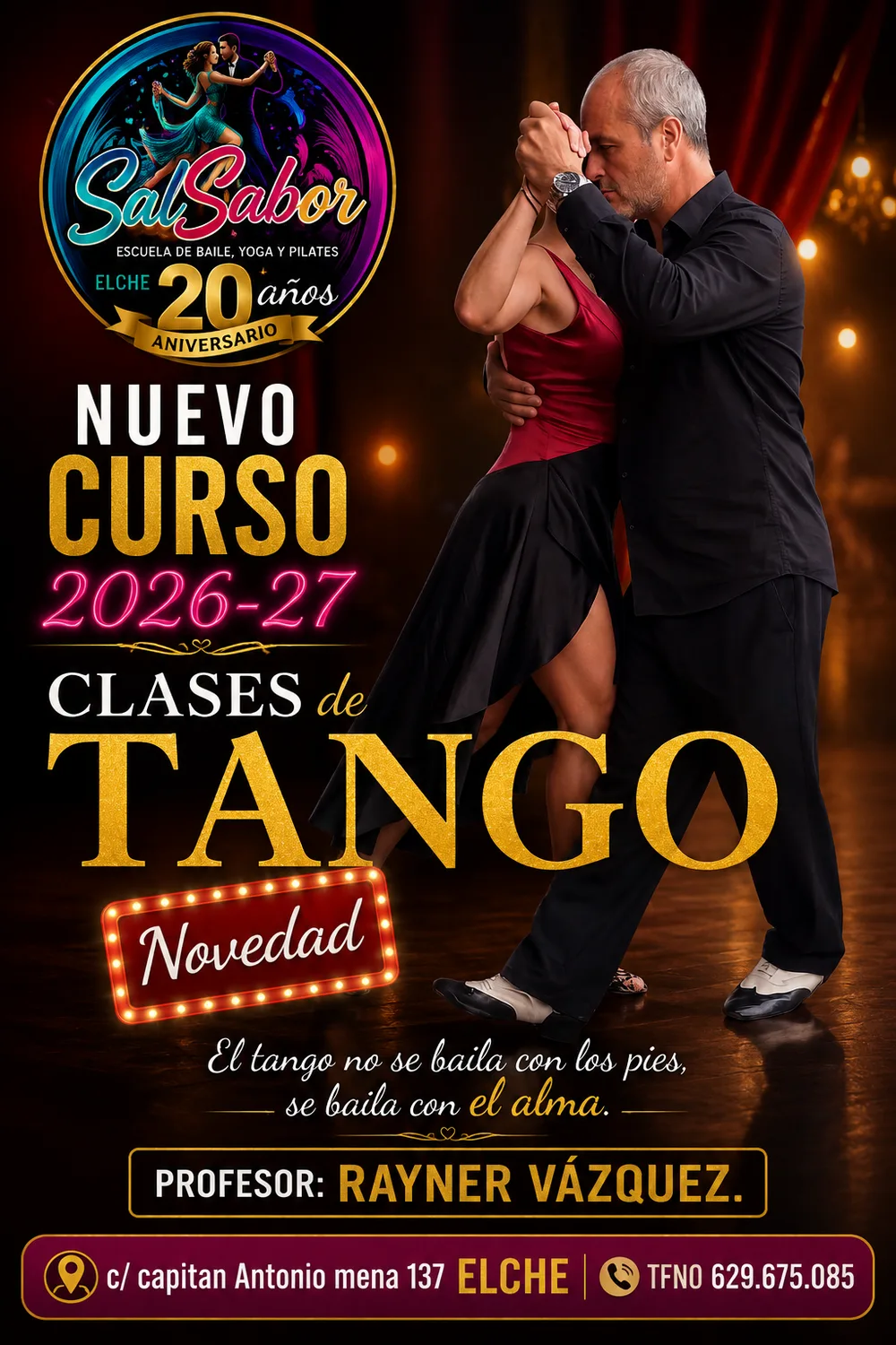 Cartel de la nueva experiencia de tango en Salsabor